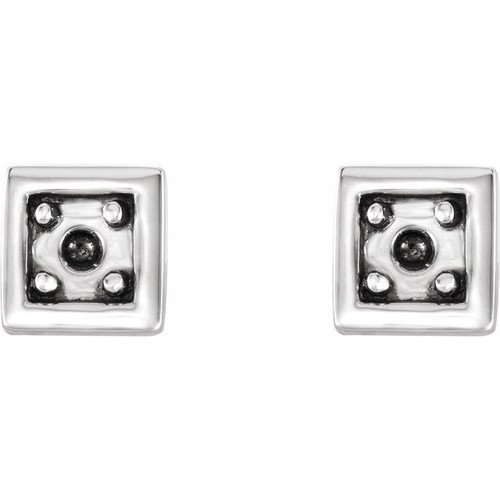 Accented Earrings Mounting in 14 Karat White Gold for Round Stone, 0.63 grams