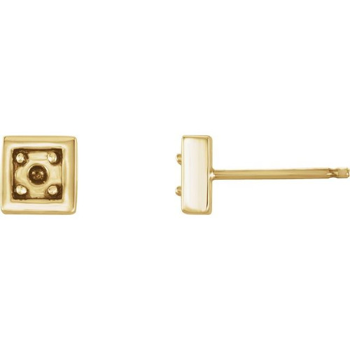 Accented Earrings Mounting in 14 Karat Yellow Gold for Round Stone, 0.65 grams