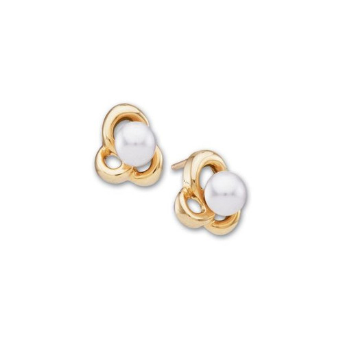 Pearl Freeform Earrings Mounting in 10 Karat Yellow Gold for Pearl Stone, 0.85 grams