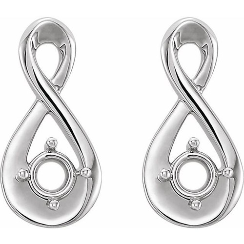 Infinity Inspired Earrings Mounting in Platinum for Round Stone, 0.8 grams