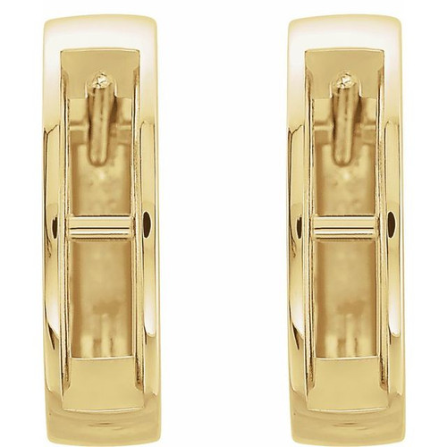 Channel Set Hoop Earrings Mounting in 14 Karat Yellow Gold for Square Stone, 1.97 grams