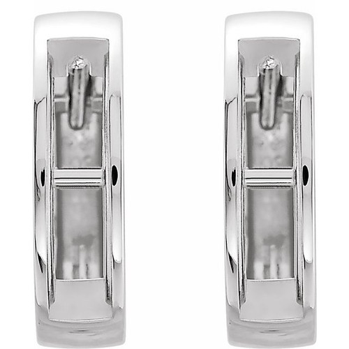 Channel Set Hoop Earrings Mounting in 14 Karat White Gold for Square Stone, 1.82 grams