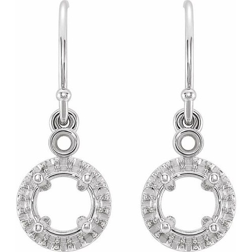 Halo Style Earrings Mounting in 14 Karat White Gold for Round Stone, 1.22 grams