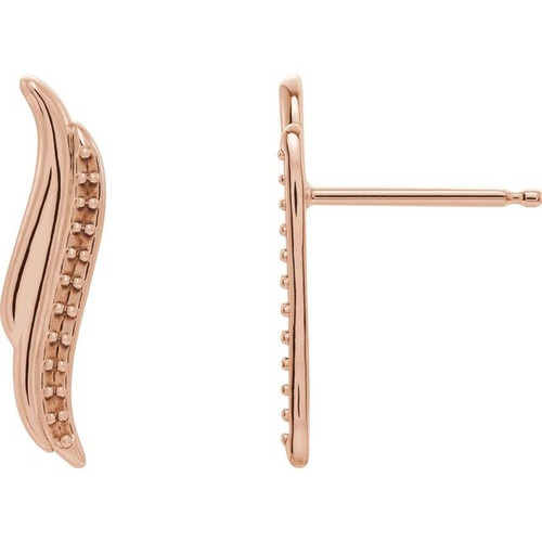 Freeform Ear Climbers Mounting in 14 Karat Rose Gold for Round Stone, 0.47 grams