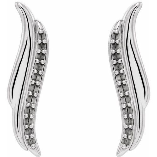 Freeform Ear Climbers Mounting in Platinum for Round Stone, 0.72 grams
