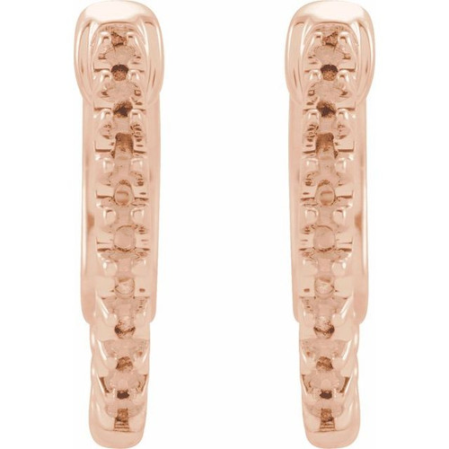 Inside Outside Hoop Earrings Mounting in 14 Karat Rose Gold for Round Stone, 2.39 grams