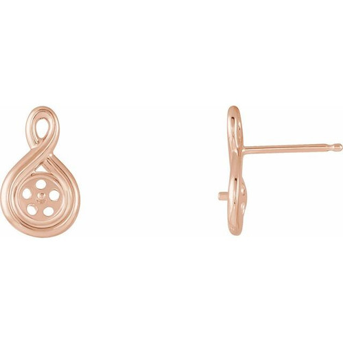 Pearl Earrings Mounting in 14 Karat Rose Gold for Pearl Stone, 0.63 grams
