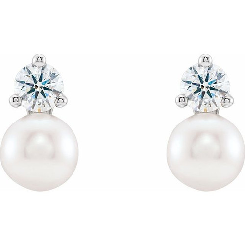 Accented Pearl Earrings Mounting in Sterling Silver for Pearl Stone, 1.58 grams