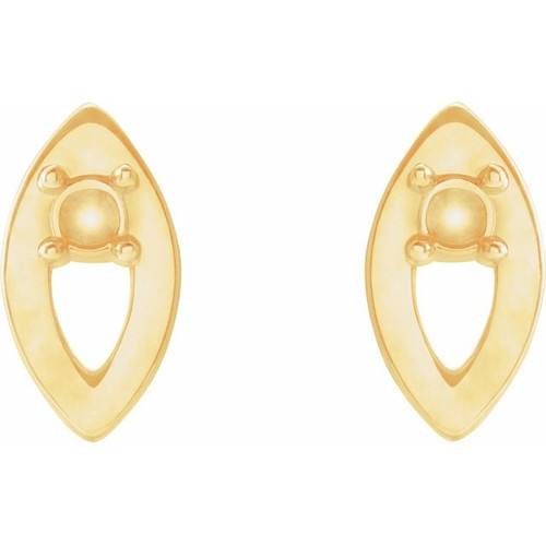 Accented Earrings Mounting in 14 Karat Yellow Gold for Round Stone, 0.33 grams