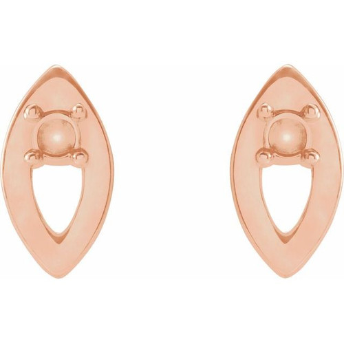 Accented Earrings Mounting in 14 Karat Rose Gold for Round Stone, 0.33 grams