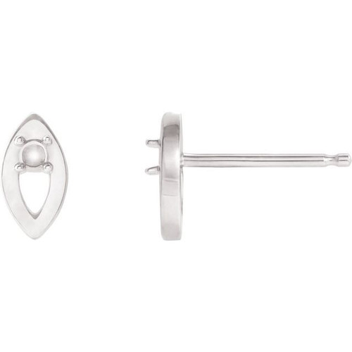 Accented Earrings Mounting in Platinum for Round Stone, 0.51 grams