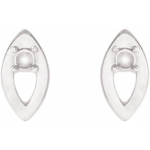 Accented Earrings Mounting in Platinum for Round Stone, 0.51 grams