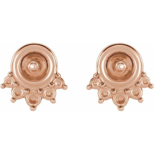 Accented Pearl Earrings Mounting in 14 Karat Rose Gold for Pearl Stone, 0.6 grams