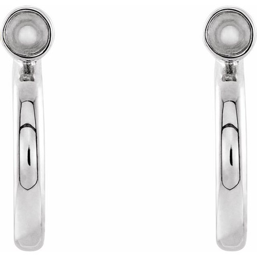 Bezel Set Huggie Earrings Mounting in 14 Karat White Gold for Round Stone, 0.42 grams