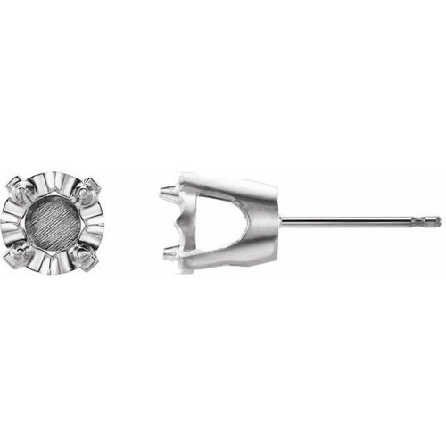 Round 4 Prong Illusion Earrings Mounting in 14 Karat White Gold for Round Stone, 0.37 grams