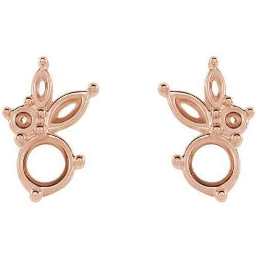 Multi Shape Earrings Mounting in 14 Karat Rose Gold for N/a Stone, 0.48 grams