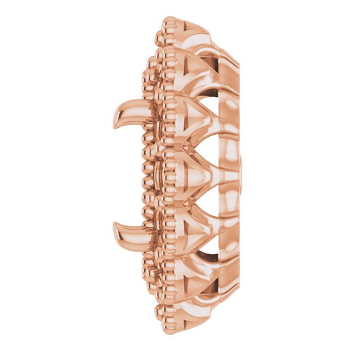 Oval 4 Prong Halo Style Earrings Mounting in 14 Karat Rose Gold for Oval Stone, 1.42 grams.