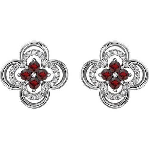 Clover Earrings Mounting in Sterling Silver for Round Stone, 3.22 grams