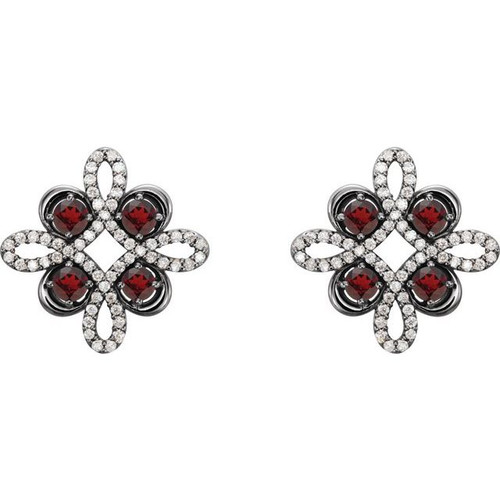 Clover Earrings Mounting in Sterling Silver for Round Stone, 2.53 grams