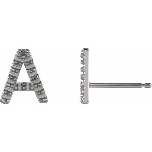 Single Initial Earring Mounting in Platinum for Round Stone, 0.57 grams