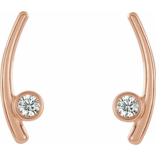 Bezel Set Ear Climbers Mounting in 14 Karat Rose Gold for Round Stone, 1.84 grams
