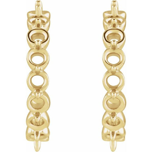 Accented Hoop Earrings Mounting in 14 Karat Yellow Gold for Round Stone, 1.06 grams