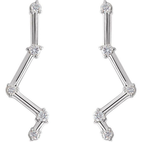 Constellation Ear Climbers Mounting in 14 Karat White Gold for Round Stone, 1.33 grams