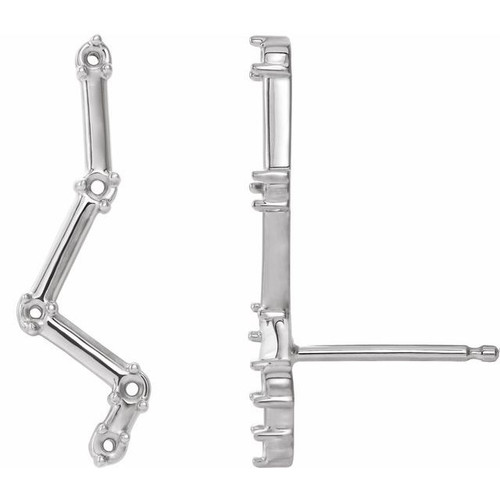 Constellation Ear Climbers Mounting in Sterling Silver for Round Stone, 0.46 grams
