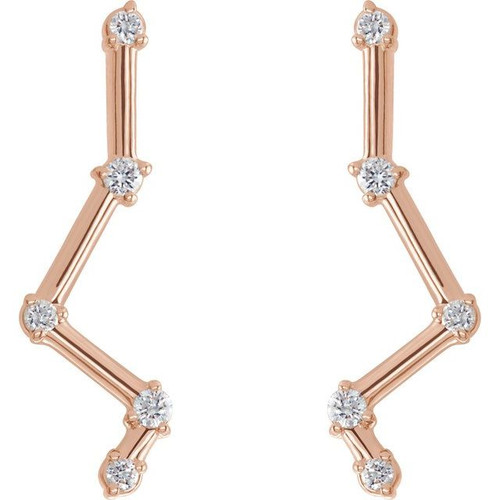 Constellation Ear Climbers Mounting in 14 Karat Rose Gold for Round Stone, 1.37 grams