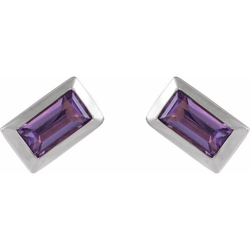 Family Stud Earrings Mounting in Platinum for Straight baguette Stone, 0.66 grams