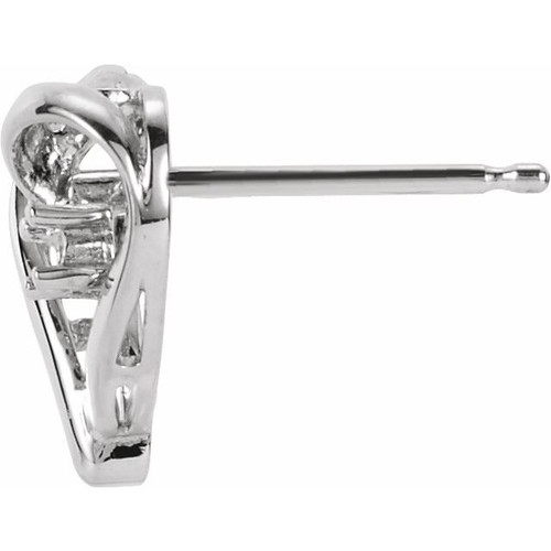 Heart Earrings Mounting in 14 Karat White Gold for Round Stone, 0.67 grams