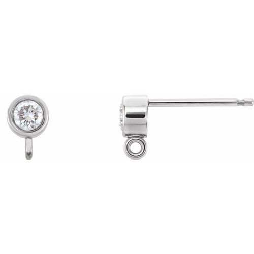 Round Micro Bezel Earring Top Mounting in Platinum for Round Stone, 0.27 grams