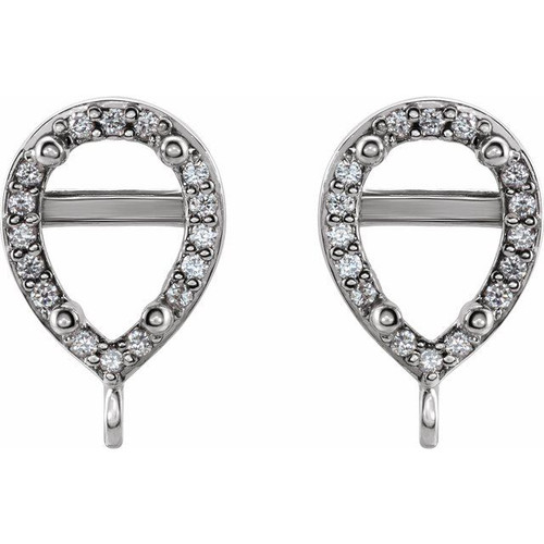 Pear 4 Prong Halo Style Earring Top Mounting in Platinum for Pear shape Stone, 1.17 grams