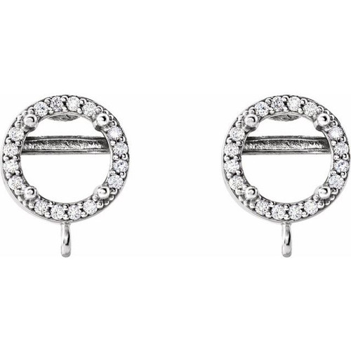 Round Halo Style Earring Top Mounting in Platinum for Round Stone, 0.88 grams