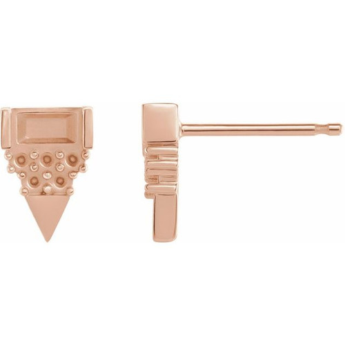 Geometric Earrings Mounting in 14 Karat Rose Gold for Straight baguette Stone, 0.45 grams