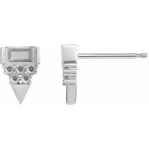 Geometric Earrings Mounting in Platinum for Straight baguette Stone, 0.68 grams