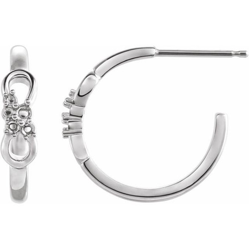Infinity Inspired Hoop Earrings Mounting in Sterling Silver for N/a Stone, 0.94 grams