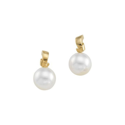 Pearl Earrings Mounting in 14 Karat White Gold for Paspaley pearl Stone, 0.9 grams