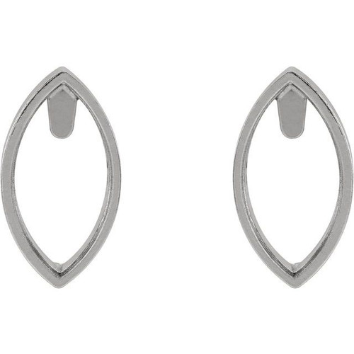 Marquise Bezel Set Earrings Mounting in Sterling Silver for Marquise Stone, 0.08 grams
