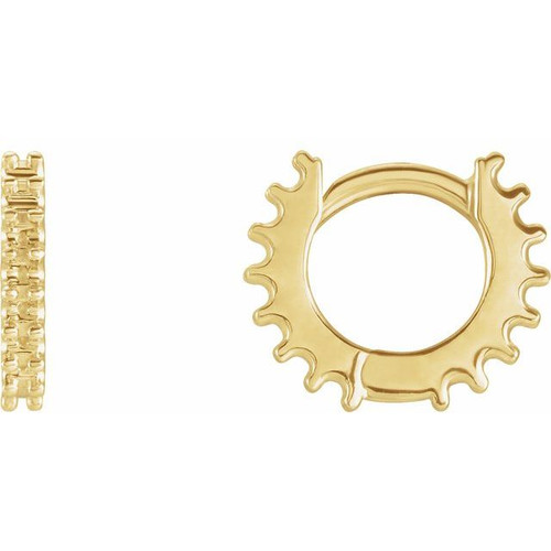 Accented Huggie Earrings Mounting in 14 Karat Yellow Gold for Round Stone, 0.63 grams