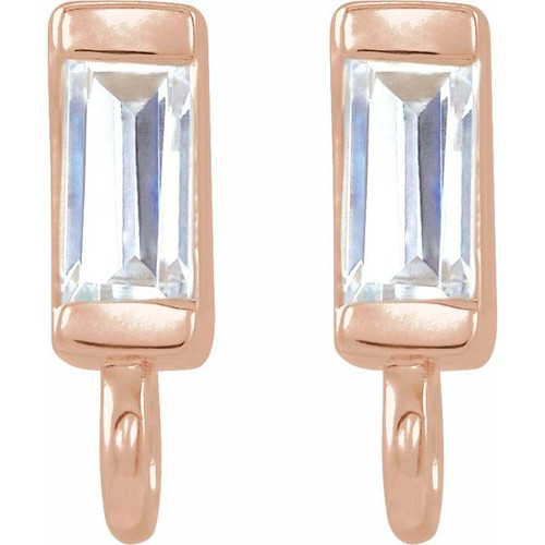 Baguette Bar Earring Top Mounting in 14 Karat Rose Gold for Straight baguette Stone, 0.15 grams