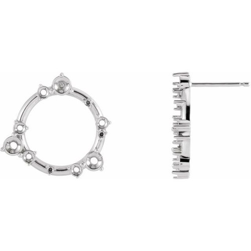 Circle Earrings Mounting in Platinum for Round Stone, 2.56 grams