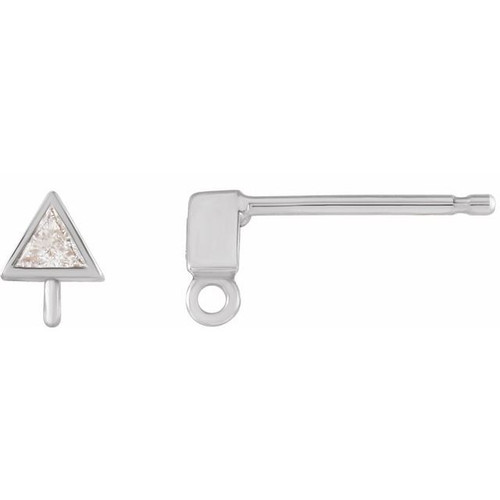 Triangle Micro Bezel Earring Top Mounting in Platinum for Triangle Stone, 0.3 grams