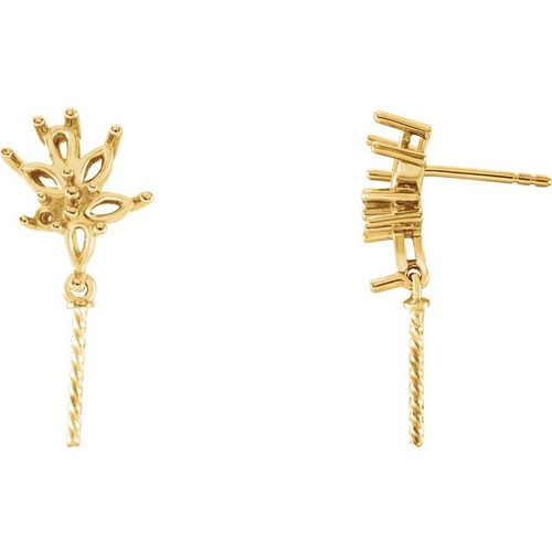 Accented Pearl Earrings Mounting in 14 Karat White Gold for Pearl Stone, 1.7 grams