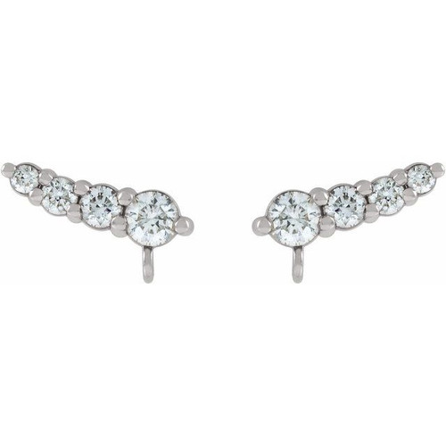 Graduated Ear Climber Top Mounting in Platinum for Round Stone, 0.56 grams
