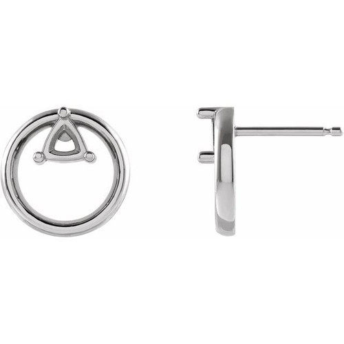 Geometric Earrings Mounting in Sterling Silver for Trillion Stone, 0.66 grams