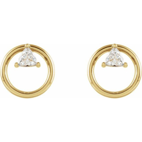 Geometric Earrings Mounting in 14 Karat Yellow Gold for Trillion Stone, 1.91 grams