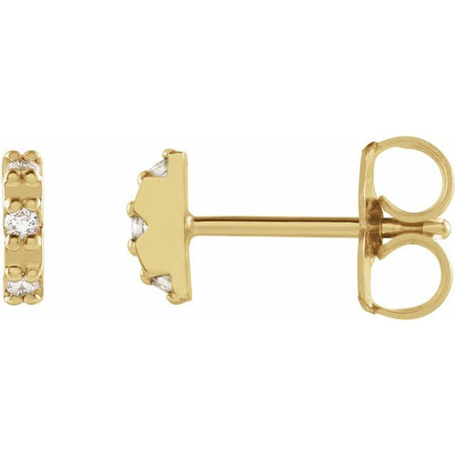 Accented Earrings Mounting in 14 Karat Yellow Gold for Round Stone, 0.6 grams