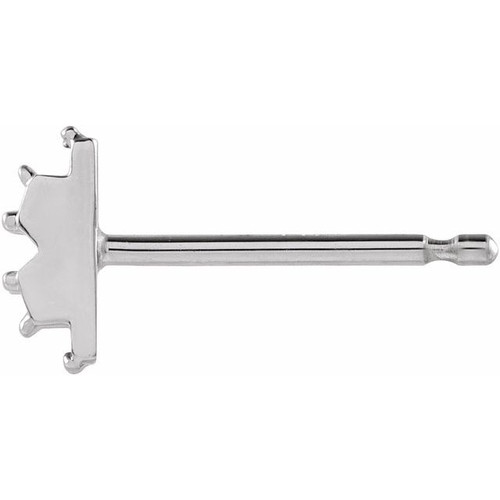 Accented Earrings Mounting in Sterling Silver for Round Stone, 0.15 grams