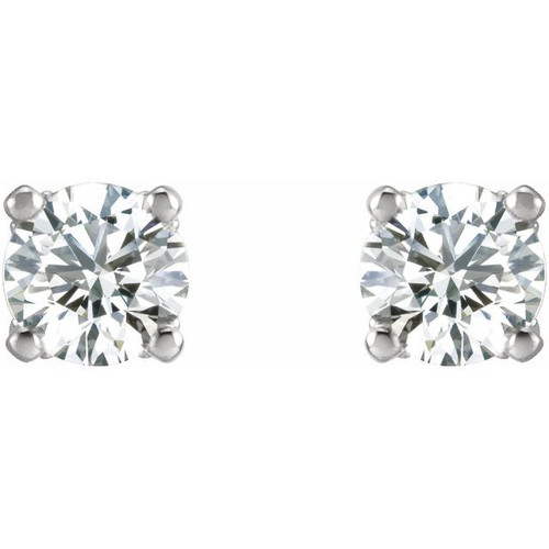 Round 4 Prong Stud Earrings Mounting in Sterling Silver for Round Stone, 0.52 grams